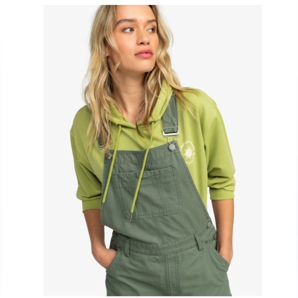 Roxy Eternal Change Green Dungarees Overalls Casual Boho - Picture 3 of 14